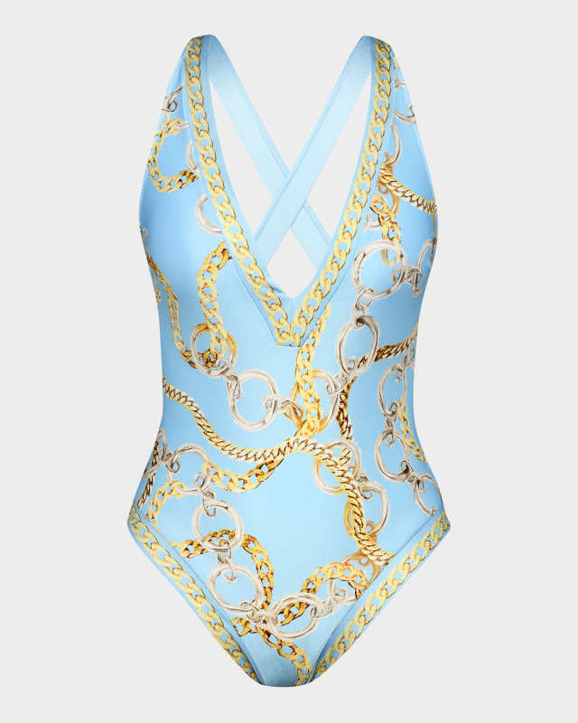 Oversized Chain Lisa Plunge One-Piece Swimsuit